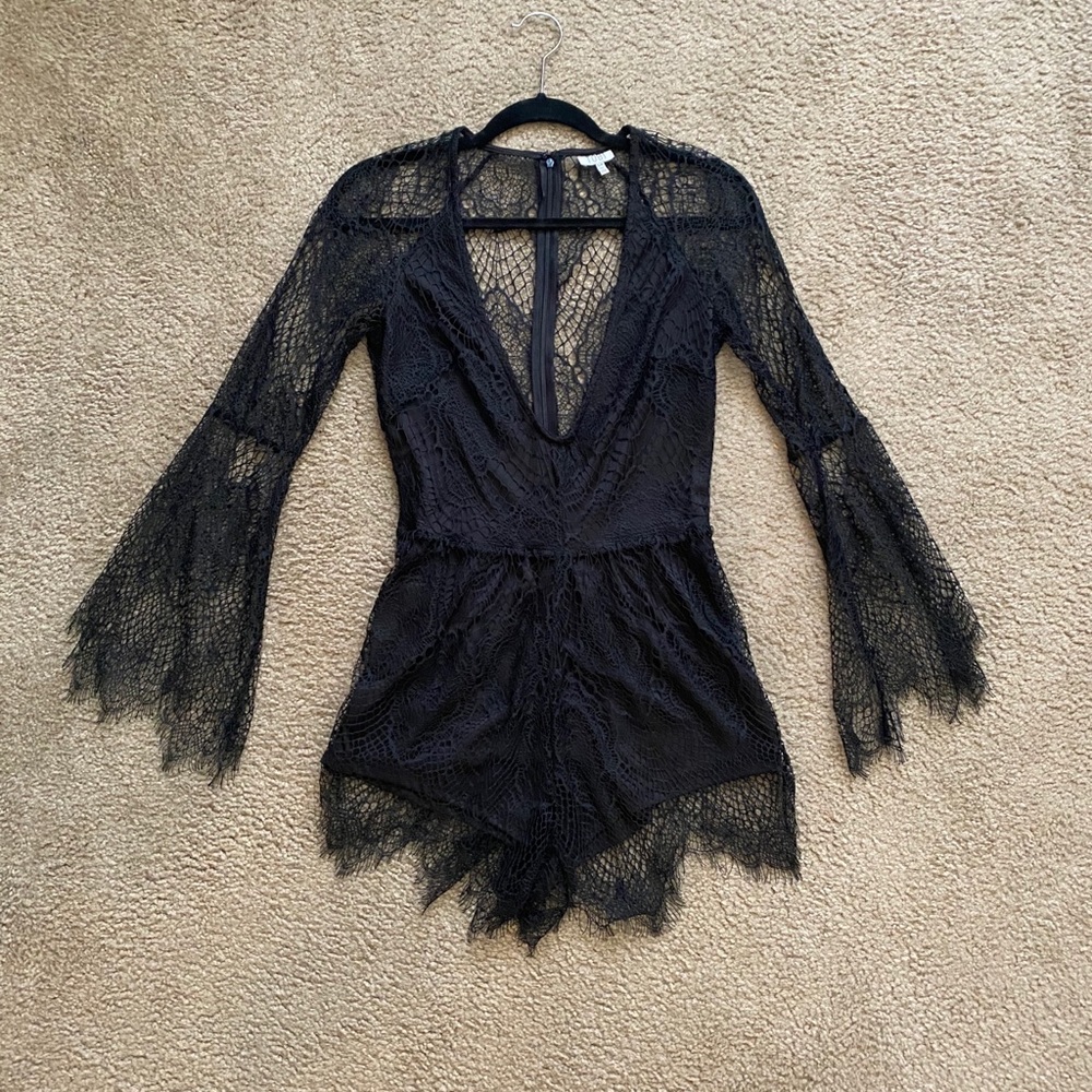 Long Sleeve Crochet Romper